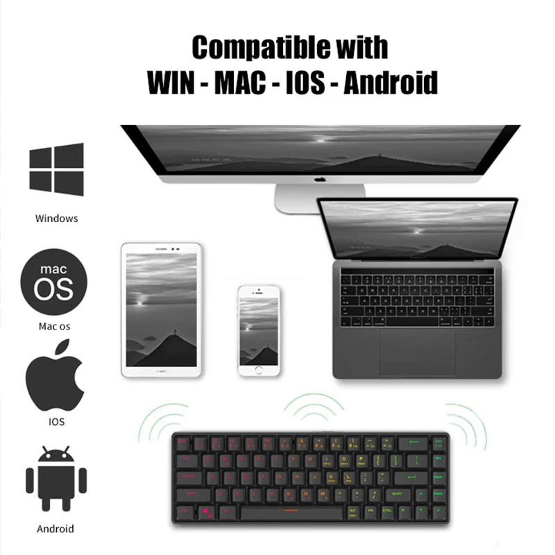 BK68H Sk61 Gk61 ABS клавиши с коричневым переключателем 61 клавиша мини Rgb Механическая игровая