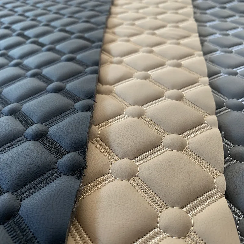 Wholesale Embroidery Fabric Custom Car Seat Upholstery Printed PVC Artificial Faux Leather Fabrics for Car Seats