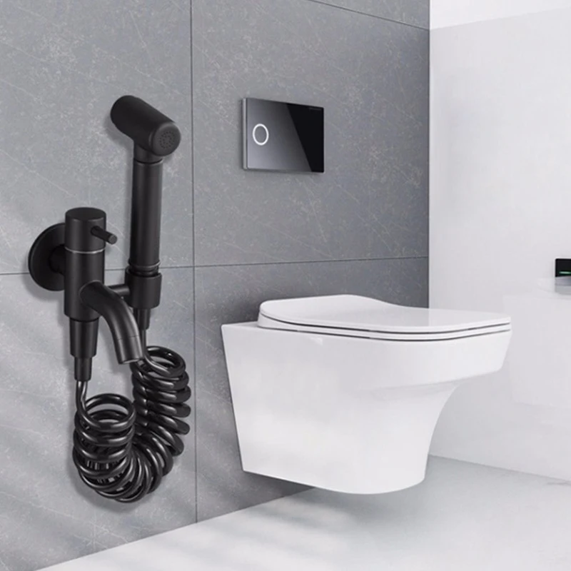 Black Handheld Toilet bidet sprayer set Kit Brass Hand Bidet faucet for Bathroom hand sprayer shower head self cleaning