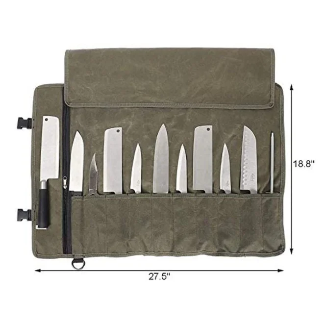 Factory customized fork knife holder bag for table decoration 	leather chef knife roll bag