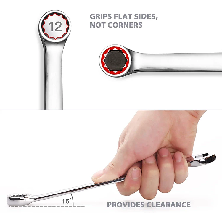 factory wholesale 40 cr-v hardware tools high quality double open combination spanner wrench combination ratchet wrench set