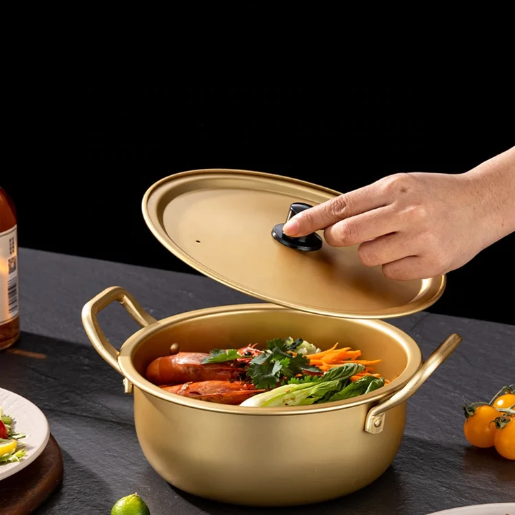 Wholesale Multi-functional Korean Style Noodle Pot Serving Bowl Stock Pot Aluminum Induction Cooking Pot With Lid