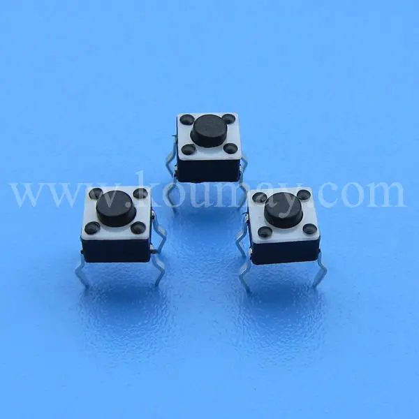 4.5 x 4.5X3.8/5/6/7mm 50mA 12v Dip Vertical push button tactile switch, through hole 4 pin, knob height 250gf