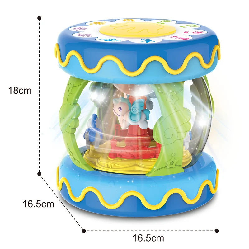 Kids Multi-Function Music Drum Instrument Toy Plastic Baby Electric Rotating Hand Beating Musical Drum Toys