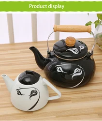 Factory Wholesale white/black double kettle Enamel coating Turkish cooking enaeml tea pot set