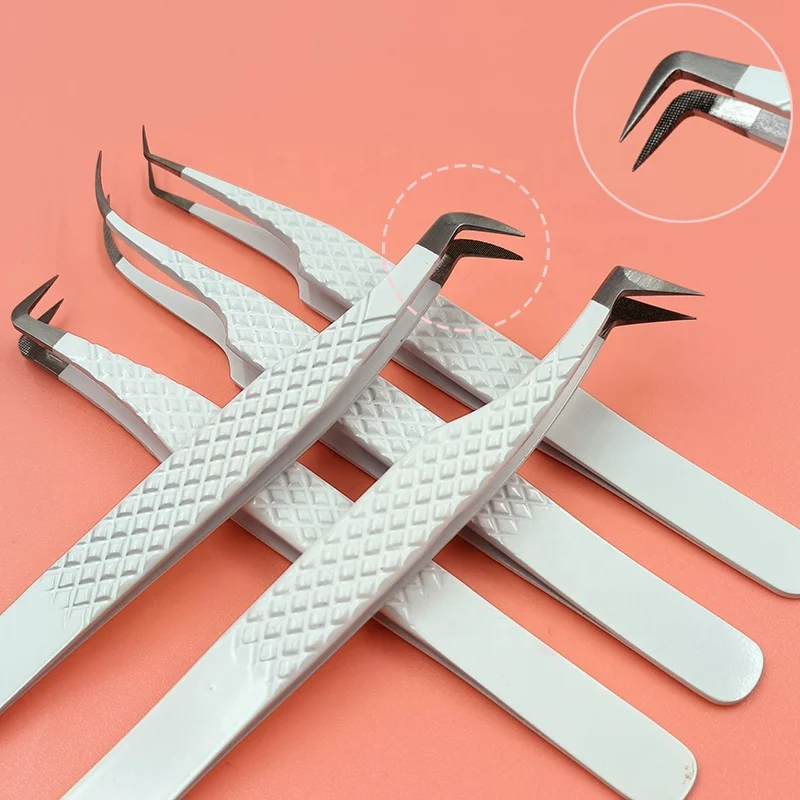 Private Label Fiber Tip Lash Tweezers Custom Logo Fiber Tip Volume Lash Extension Tweezers