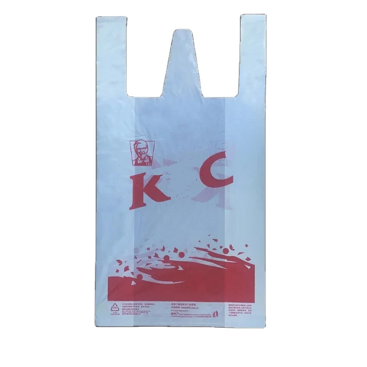 OEM PE PVC recyclable PLA PBAT corn starch biodegradable plastic vest carry bag grocery t-shirt shopping bags