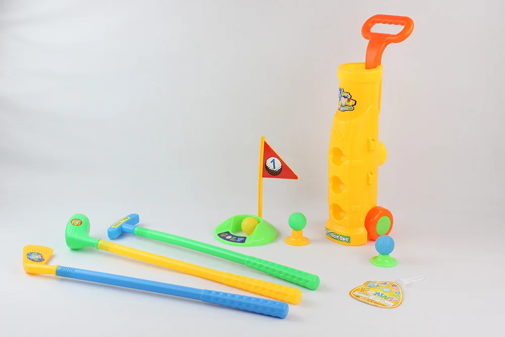 Kid Golf Set Golf Cart With Wheels, 3 Balls & 2 Practice Holes, Fun Young Golfer Sports Toy Kit For Boys & Girls