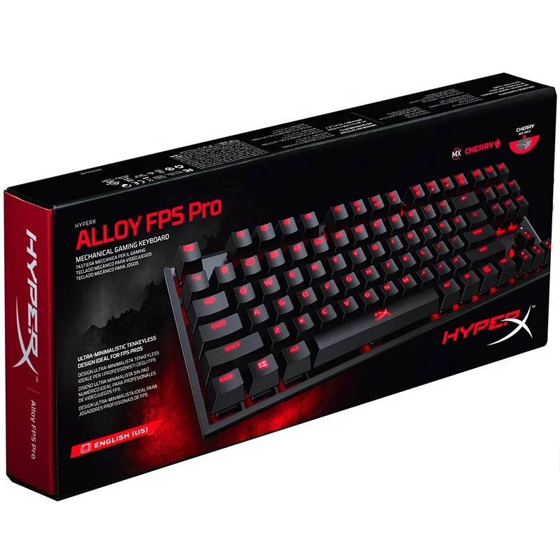  Механическая игровая клавиатура с подсветкой профессиональная из сплава FPS Pro (87 клавиш) RGB вишнево-красный