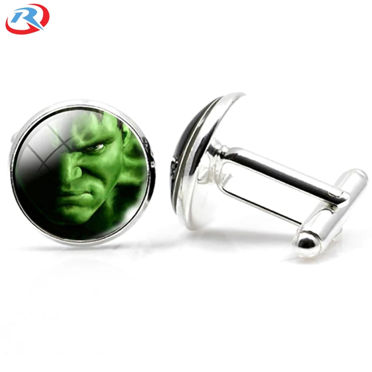 Custom own logo popular clowns Series Metal Gem Glass Cufflinks/cuff link wholesale