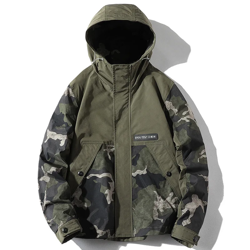New age season popular logo Lunan Clothing | 2021 han edition loose camouflage jacket male hooded men coat