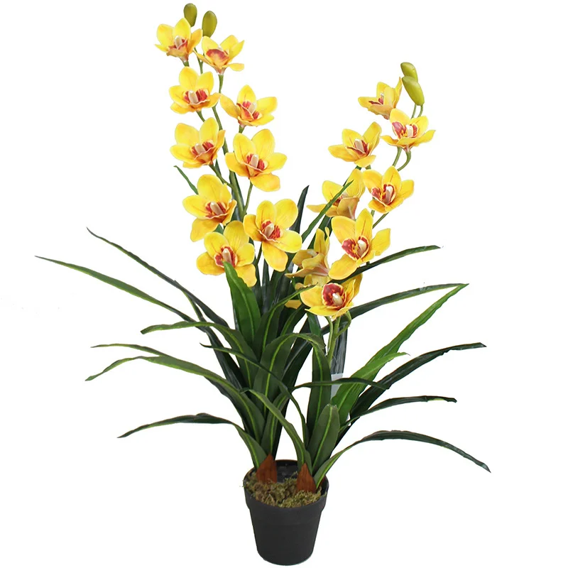 90cm High Quality Faux Real Touch Phalaenopsis Artificial Phalaenopsis Orchid Flowers In Pot Flower Bonsai Decoration