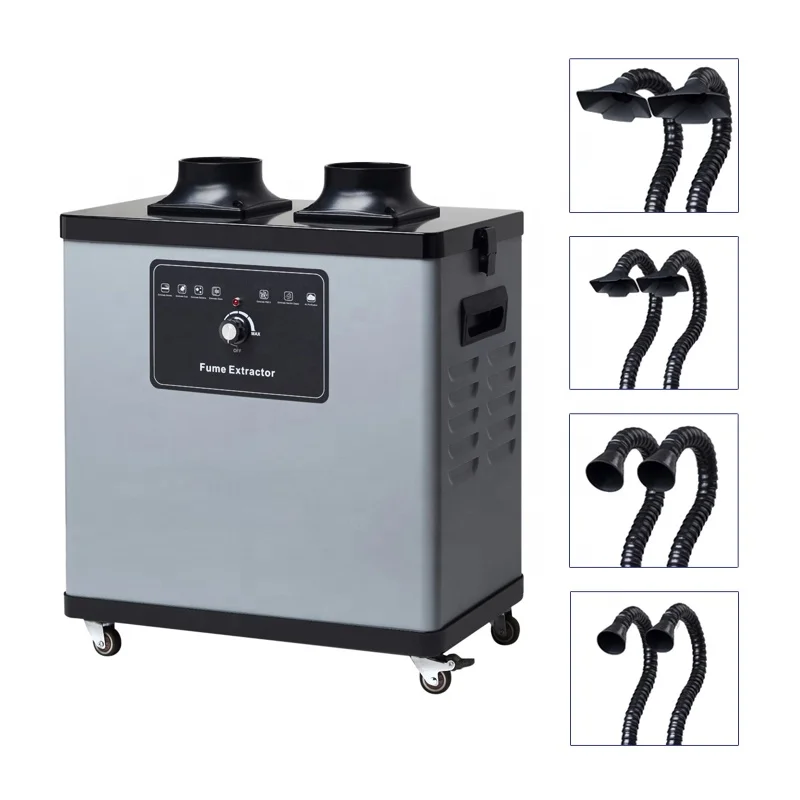 Double arm portable exhaust solder fume extractor