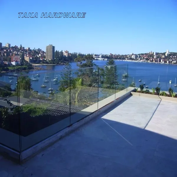 New fashion frameless glass balcony railing designs LED light balcony aluminum railing glass for villa