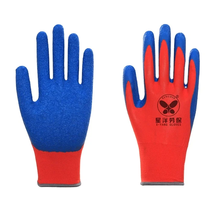 Фабричная поставка, привлекательная цена, полиэфирная оболочка с латексным покрытием, безопасные рабочие перчатки
