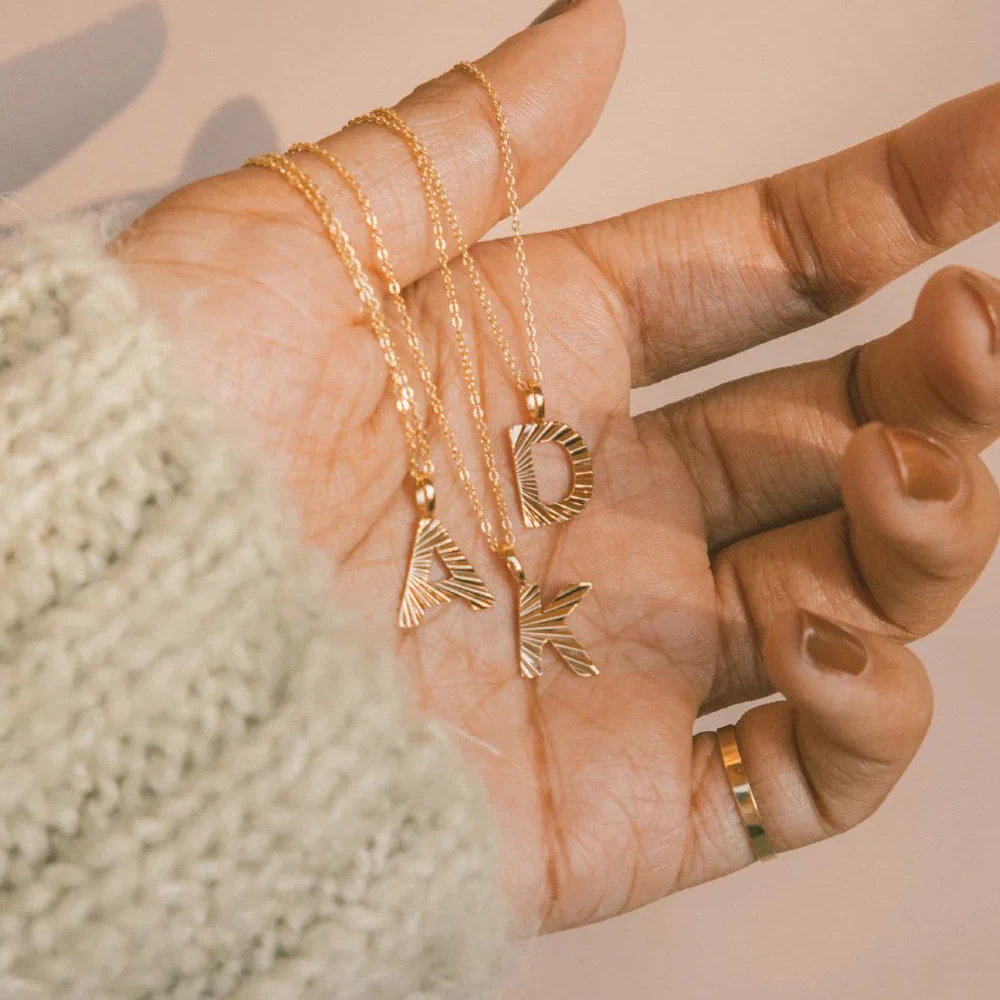 Dainty women 316 stainless steel gold plated tiny a-z 26 initials pendant letter alphabet necklace jewelry