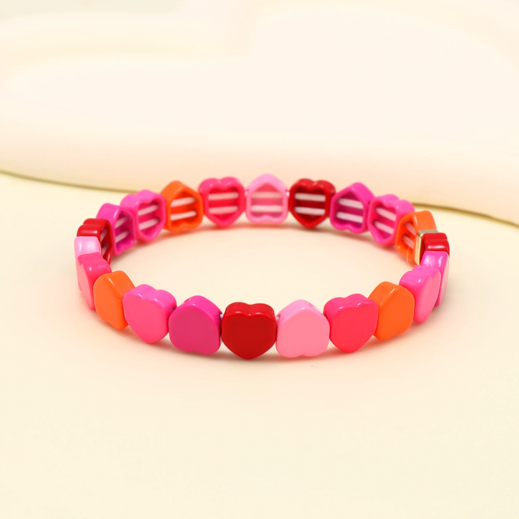 Fashion Jewelry Gifts Colorful Candy Heart Elastic Enamel Tile Bracelet Jewelry for Women Birthday Gifts for My Girlfriend
