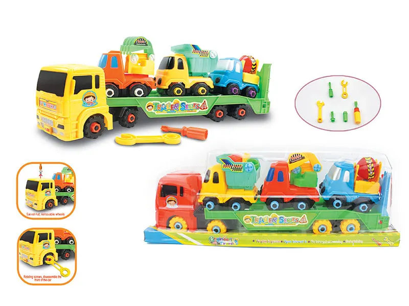 Kids education toy assemble diy car toys plastic block tow truck toy DB012184