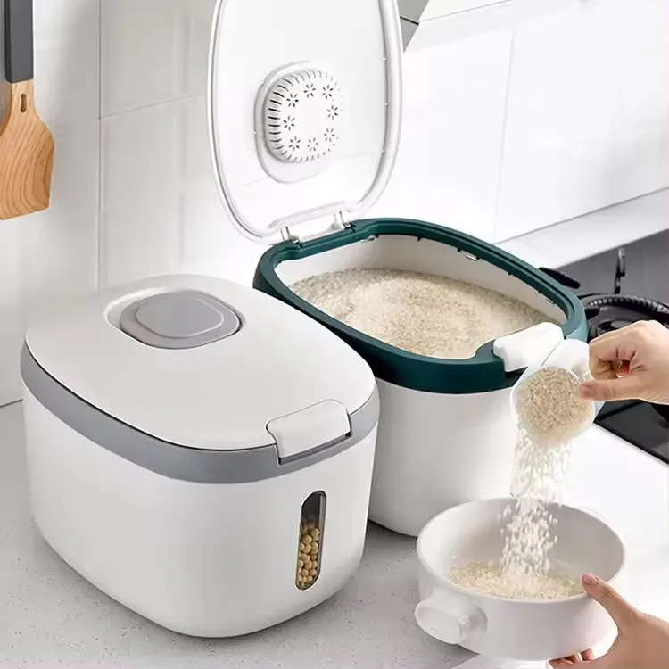 Fashionable Rice Barrel High-capacity Kitchen Grain Rice Dispenser Storage Box Food Container Carton Plastic Multifunction