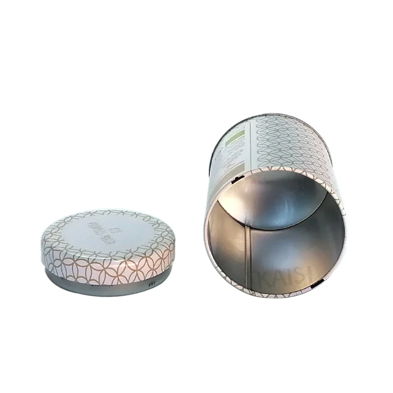 Good Quality Double Lid Tin Can Box Food Grade Luxury Round Tea with White Design Printing