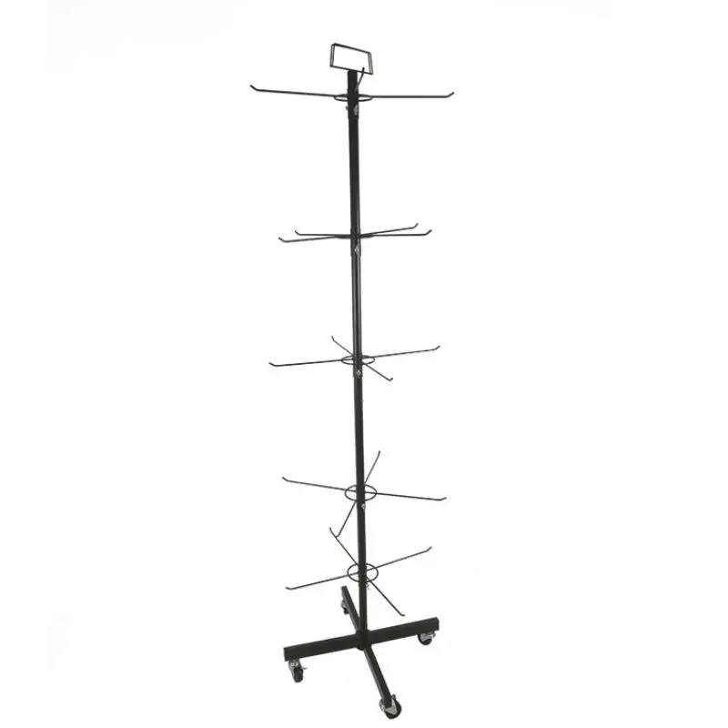 5-этажная металлическая подставка Стеллаж для выставки товаров крюка свободный стоящий Носки Дисплей стенд вращающийся металлический демонстрации с крючком