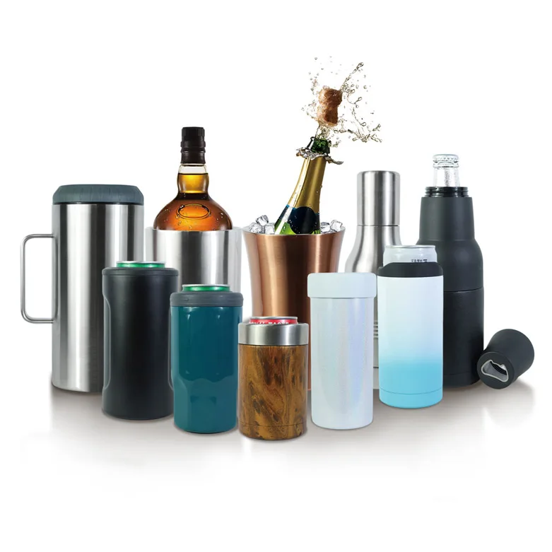 Полуночная мраморная Изолированная Двойная Стенка из нержавеющей стали 12 унций замороженный пивной изолированный рукав пивная бутылка охладитель банки с ручкой