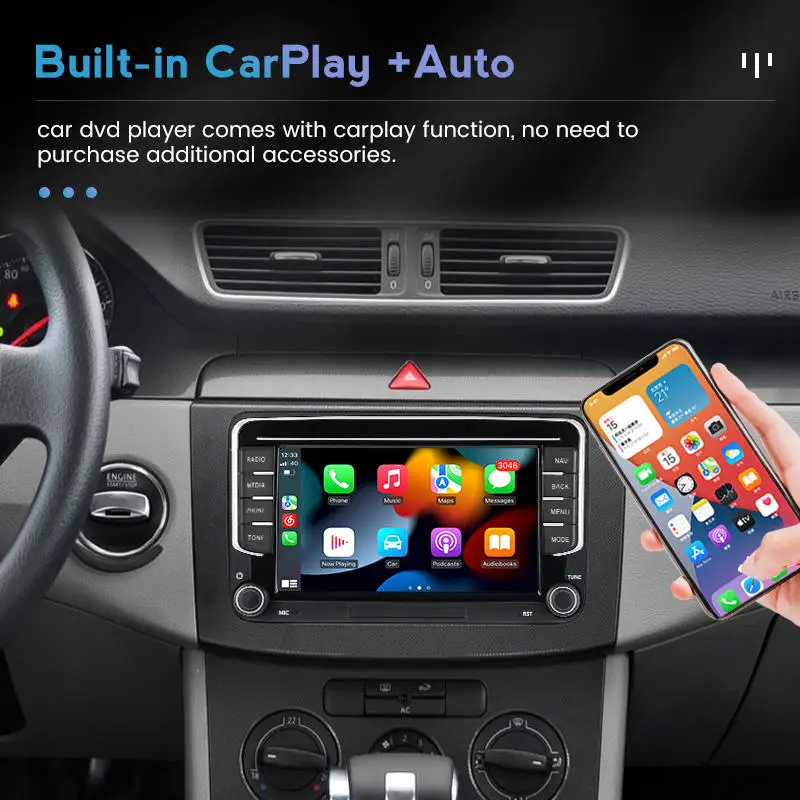 7inch Android 13 4core 2+32G carplay auto car dvd player For VW/Golf/Polo/Tiguan/Passat/SEAT/leon/Skoda/Octavia vw navigation