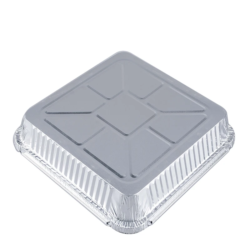Wholesale Silver Aluminum Foil Tray Disposable Takeaway Aluminium Foil Food Container with Plastic Lids