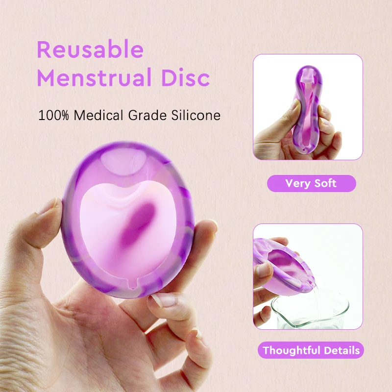 New Design Custom Packaging Reusable Copa Menstruales Period Disc Soft Medical Silicone Menstrual Disc