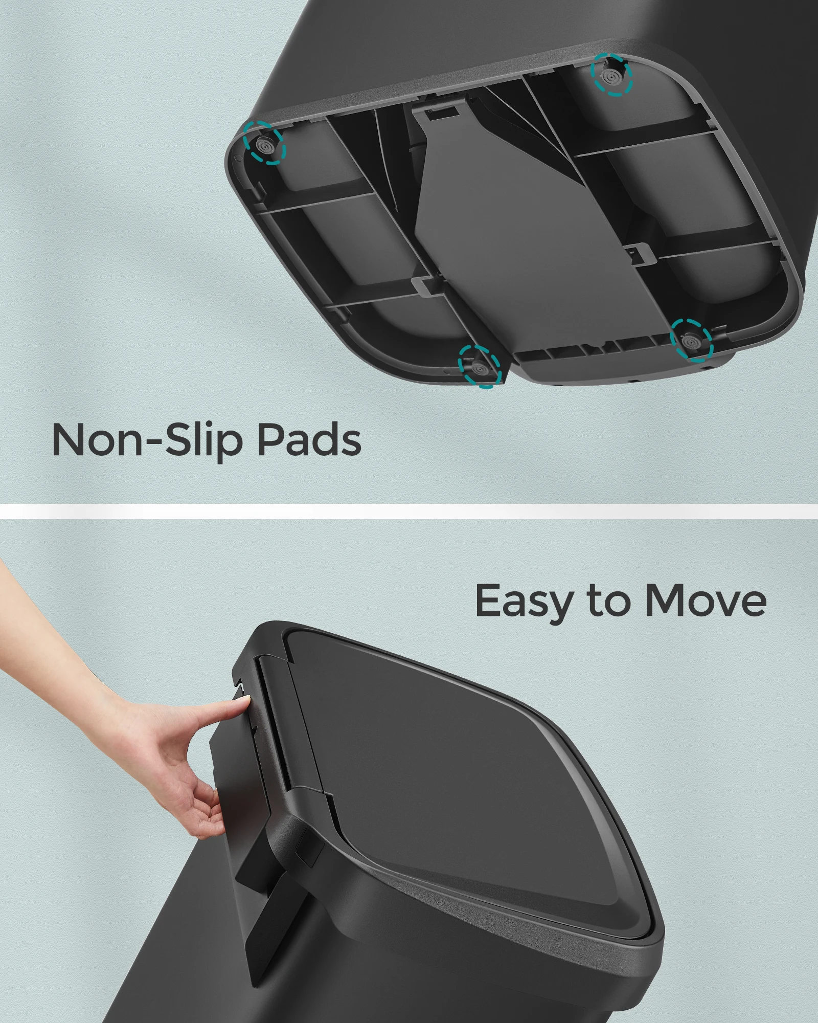 SONGMICS Large Capacity Hotel Dual Garbage Can 68L Rectangular Rubbish Bin Metal Waste Pedal Bin with Lid  Galvanized Trash Can