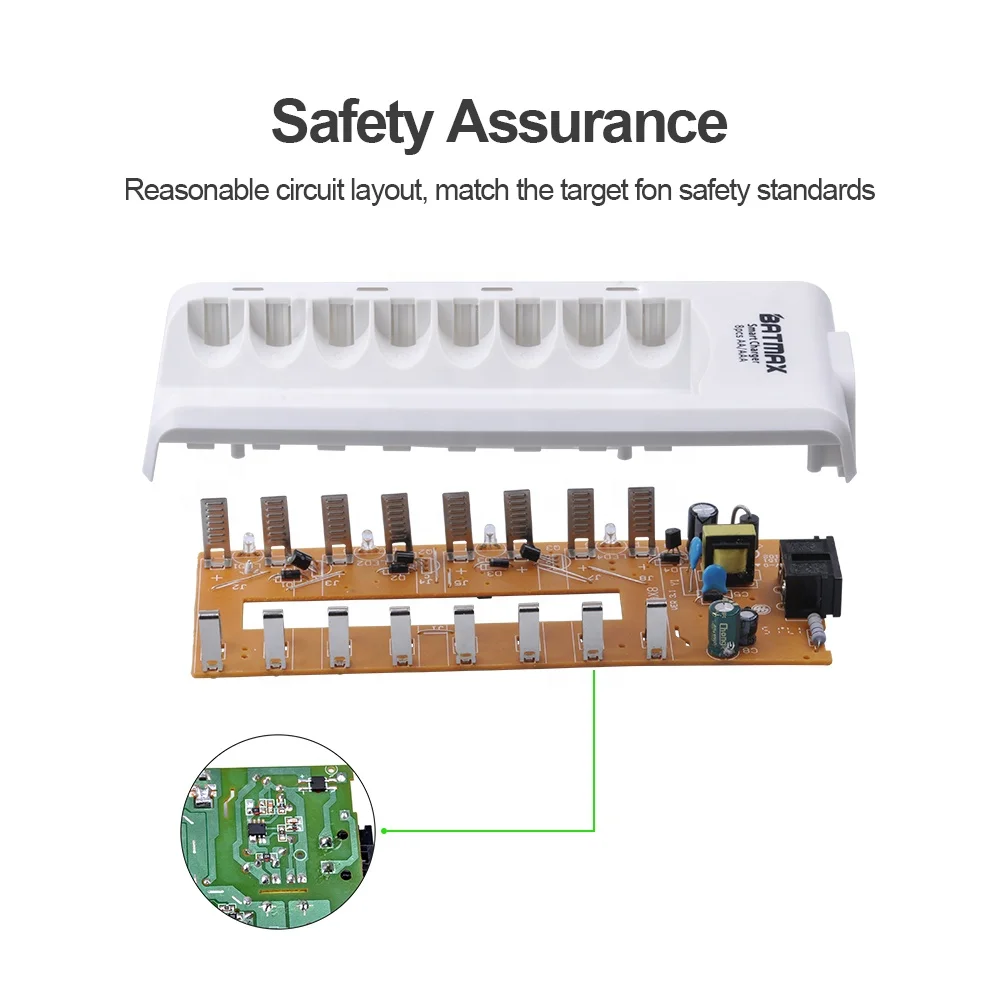 8 Bay/slot Smart Universal to AA, AAA, Ni-MH, Ni-Cd Battery Charger kit for AA / AAA NiCd NiMh Rechargeable Batteries