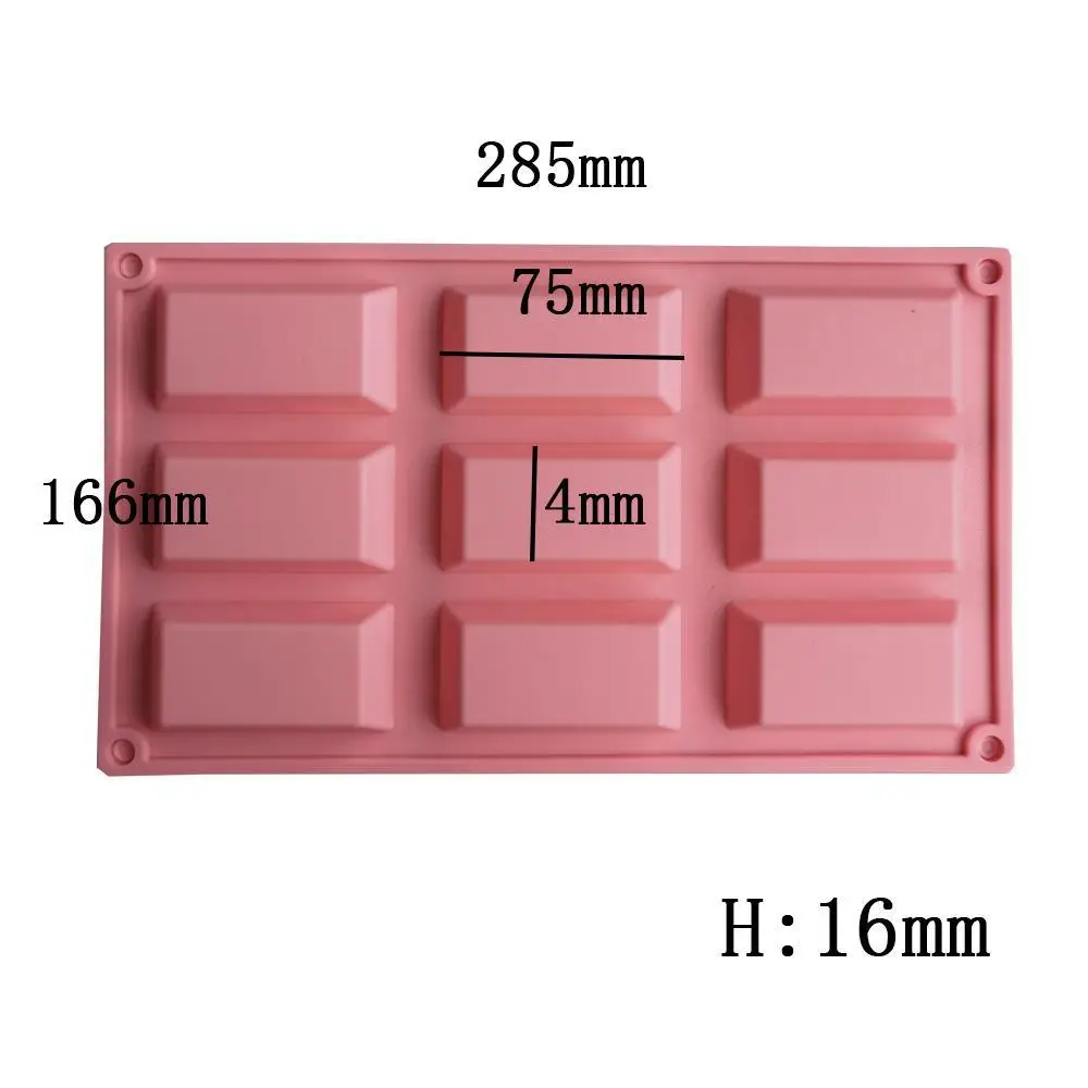 9 Cavities DIY Handmade Soap Silicone Molds Square Soap Candle Making Craft Mould Nonstick Cake Pudding Pan