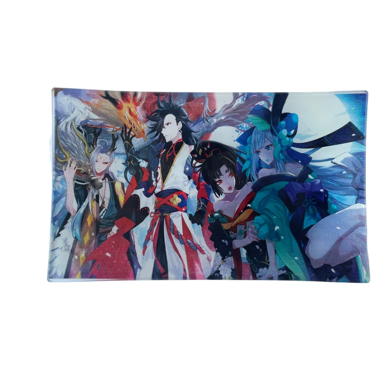 25*15cm Rectangle roll Glass Tray Custom Pattern Premium Shatter Resistant Glass tray herb