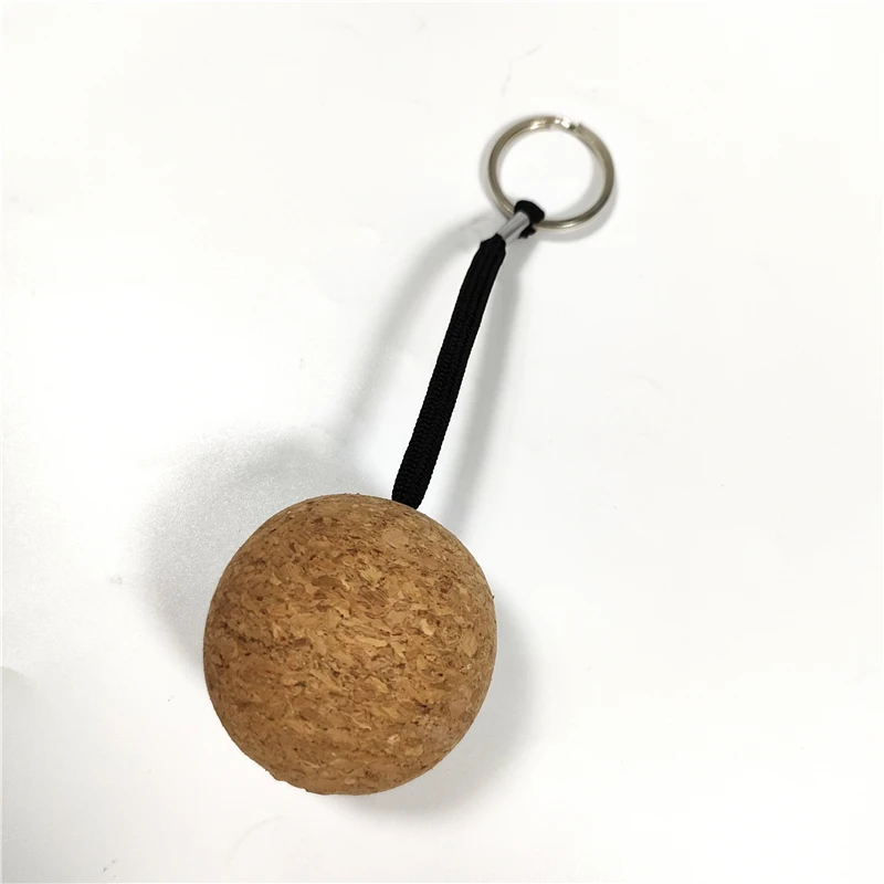 Colorful Holder Black Print 50mm Wholesale Manufacture Logo Nature Cycle key ring holder round keychain cork and metal keychain