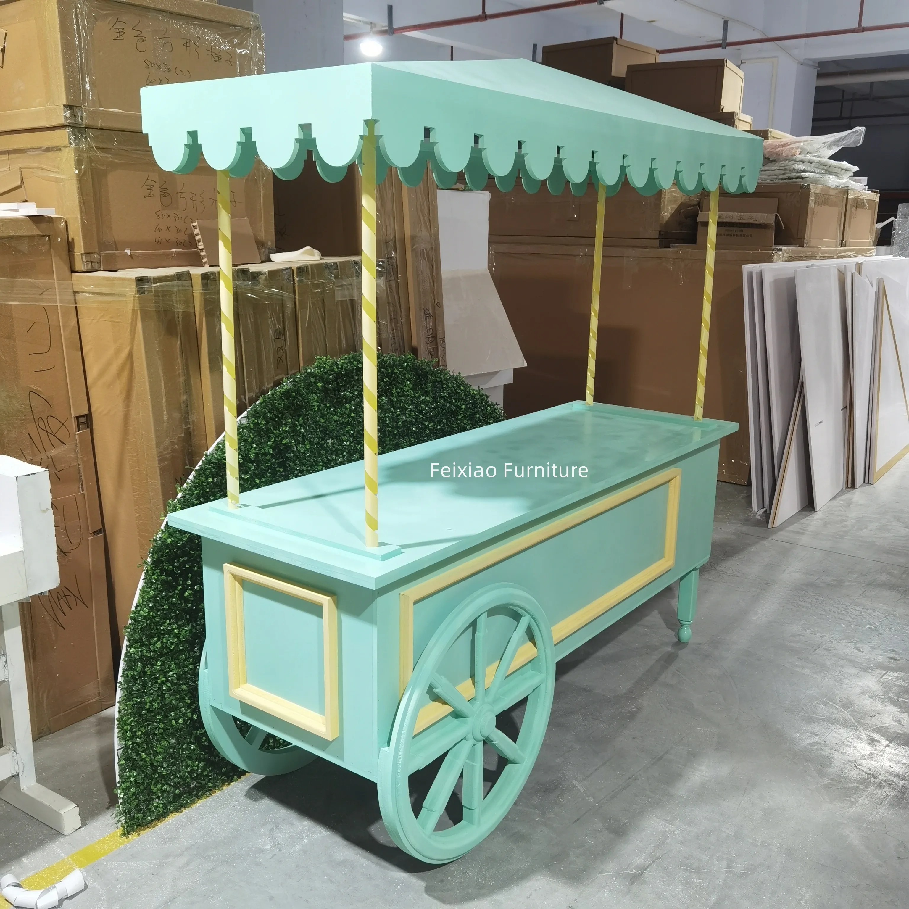 Modern sweet cart Acrylic green wedding candy cart with wheels