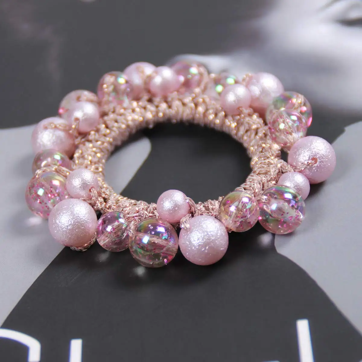 Fashion Children Hair Accessories Pretty  Ponytail Holder Hair Scrunchies Bands Pearl Hair Ties Elastic  for Girls