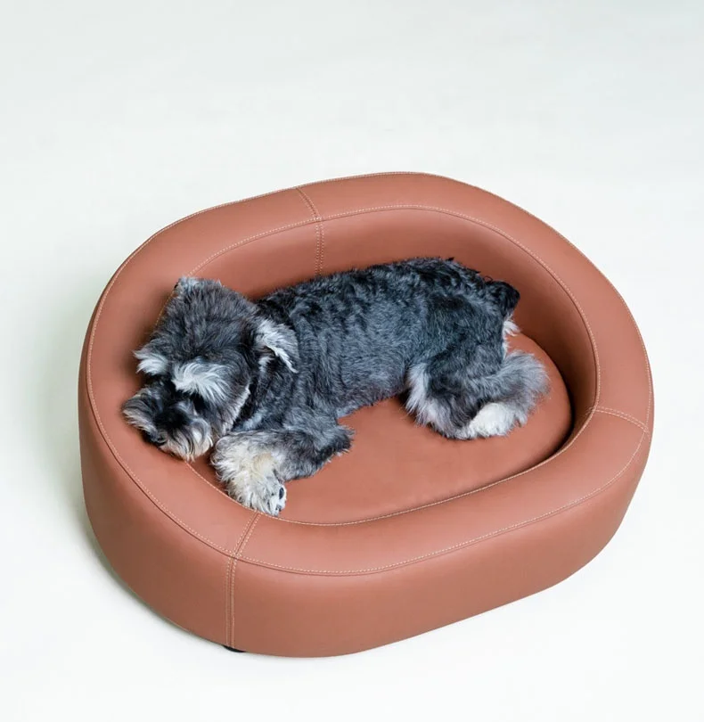 Kinghon Indoor Luxury Small Puppy Medium Large Dog Cat Bed Wooden Top Quality Customized Leather Anti-grappling Human Pet Sofa
