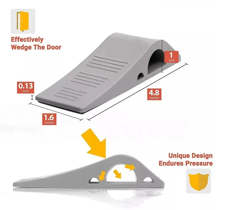 Warehouse Door Stop Rubber Flexible Door Stop Wedge Smart Stackable Slip-Resistant Design Door Stops