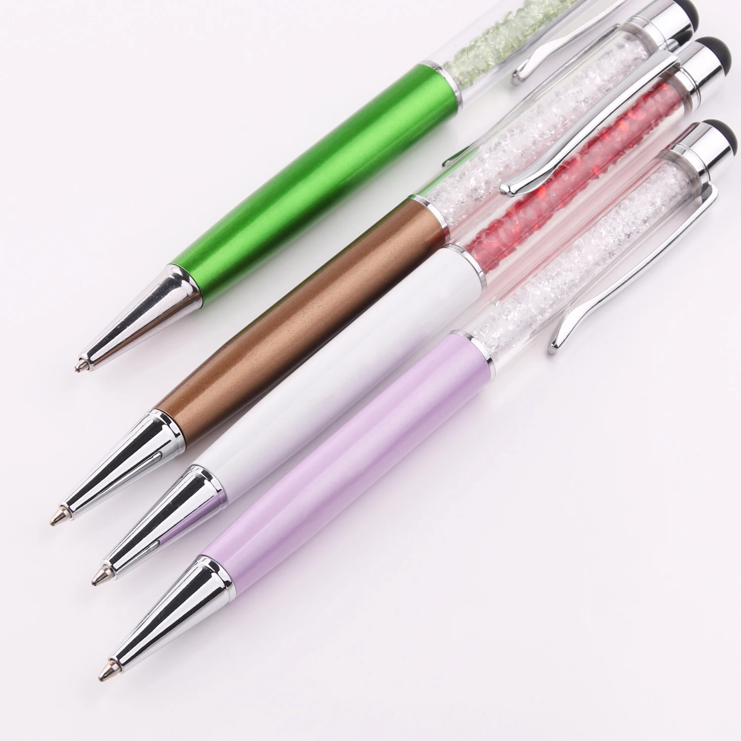 Promotional diamond crystal pen customized logo printed with stylus touch active stylus pen