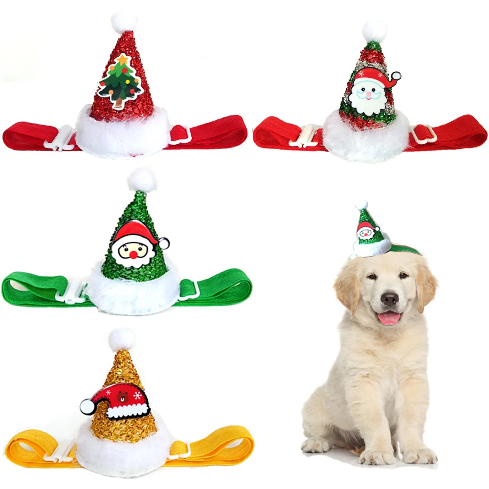 Pet Santa Hat Dog Cat Christmas Hat Pet Costumes Hat Holiday Party Cute Costumes for Puppy Kitten Small Dogs and Cats