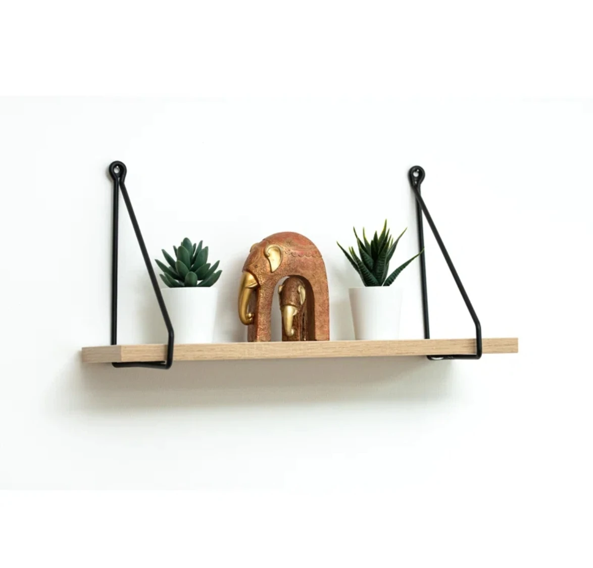 Home Decorative Metal Wire Hanging Shelf Floating Wall Shelf Bracket Wooden Shelves for Living Room