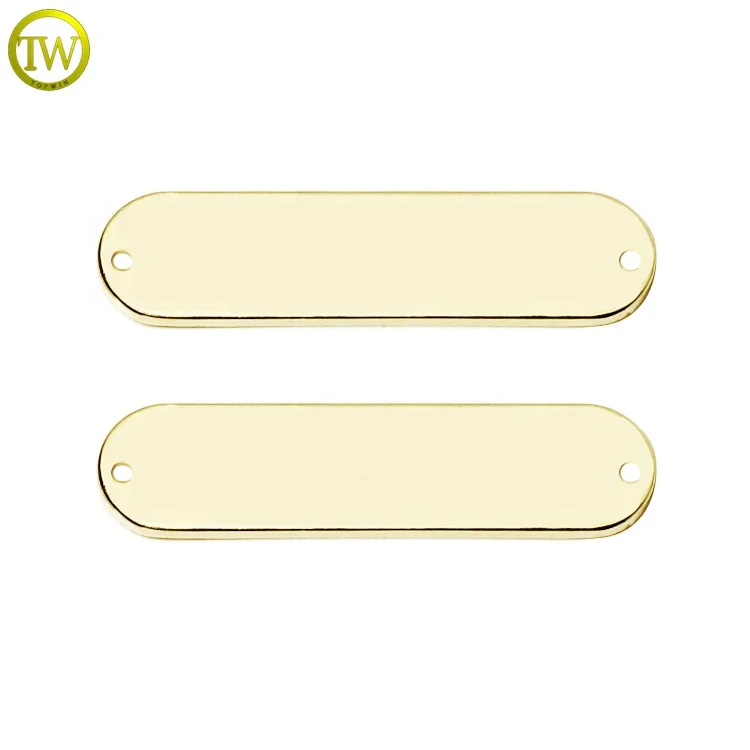 Custom Engraved Brand Logo Badge Sewing 2 Holes Metal Garment Label Tags For Women Clothes