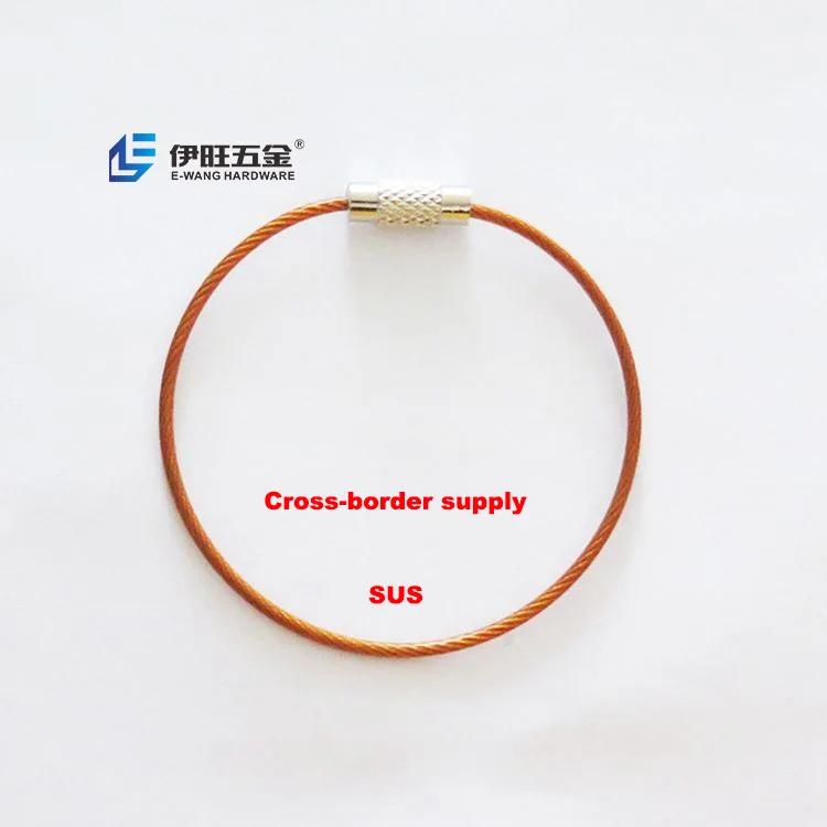 YIWANG Orange 150MM Stainless Steel Cable Key Ring Wire Rope Key Chain