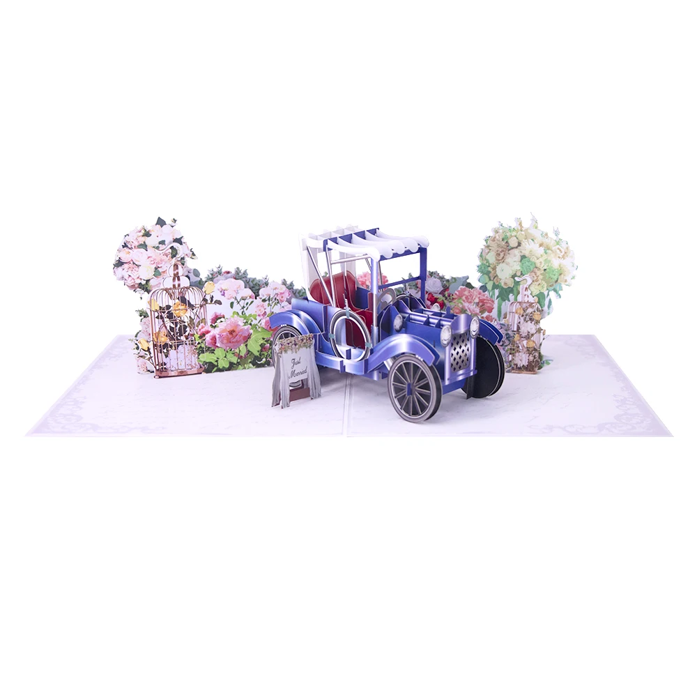 3d greeting pop up card wedding invitation wedding classic car model design customize