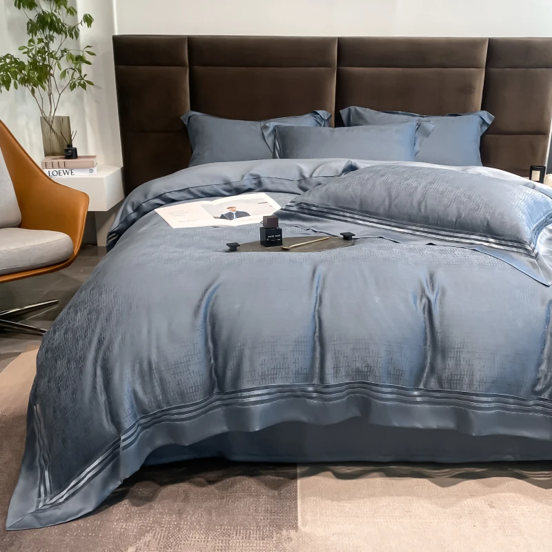 100% tencel lyocell blue bedding sets super soft comfortable duvet cover flat sheet and pillowcases