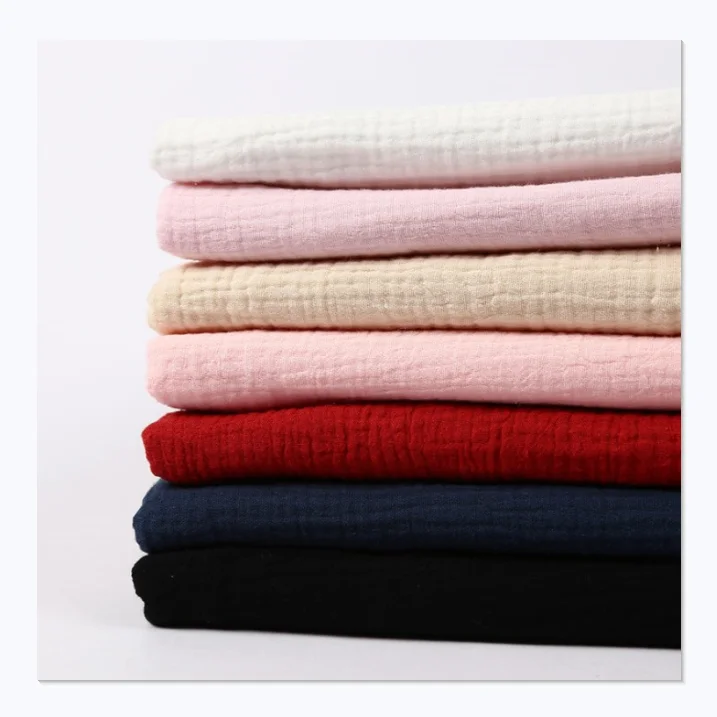 
100% cotton crepe double layer woven fabric for sleepwear 