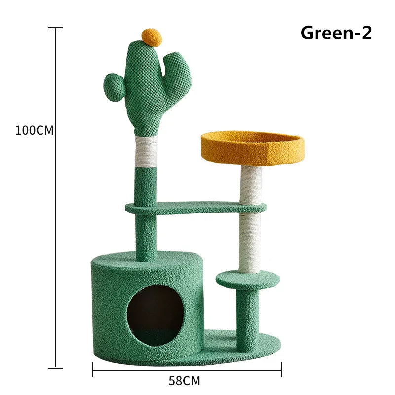 Large Luxury Pet Condo Trees Play Furniture Scratcher Modern Green Cat Tree Tower Multi-Layer Cat Climbing Frame Tree