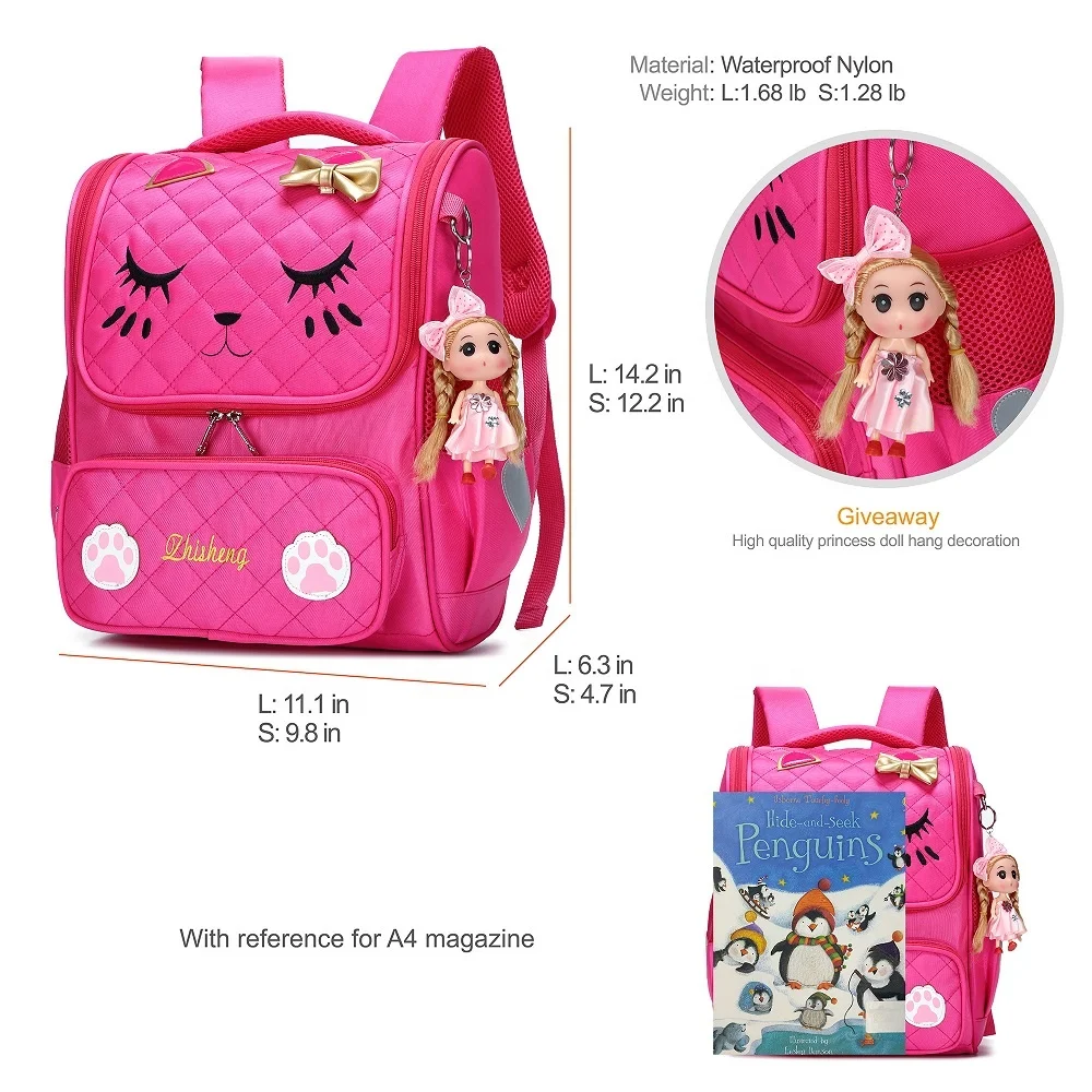 
Cute Cat Face Bow Kids Backpacks Waterproof Pink School Backpack 2020 kids backpack 