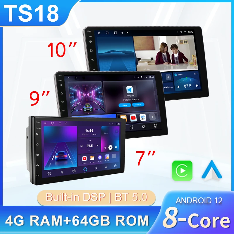 TS18 7/9/10 Inch Android10 Car Radio Multimedia Player Car Radio Built-In GPS Navigation Car Wireless Carplay Auto DVD Player