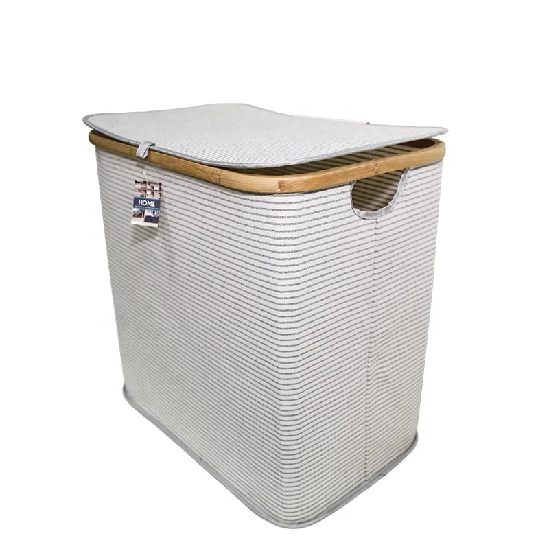 Rectangle Baskets Customized Factory Home Organizer Clothes Cotton and Bamboo Eco Humpers Laundry Large Size Lided Storage Bins